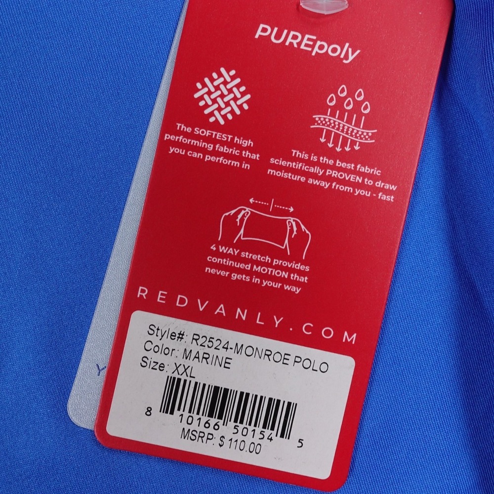 Redvanly Monroe Polo Shirt Men's XXL Golf‎ Marine Blue Performance Stretch New - Picture 15 of 15